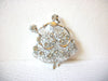 Large Vintage Silver Toned Baroque Lady Clear Rhinestone Brooch Pin 123116