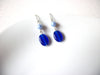 Vintage Blue Glass Pearl Dangle Earrings 123116