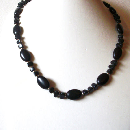 Vintage CHAPS Black Glass Silver Toned 18" Necklace 123016