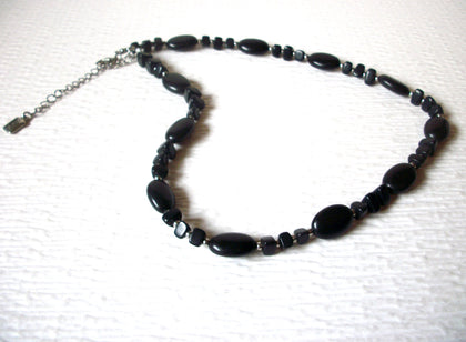 Vintage CHAPS Black Glass Silver Toned 18" Necklace 123016