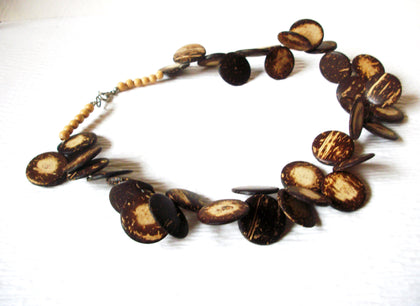 Vintage Exotic Nuts Wood 18" Chunky Design Necklace 82217