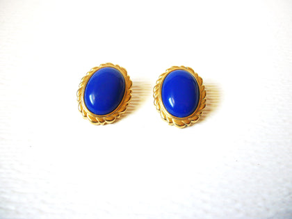 Vintage Gold Toned Blue 1950s Earrings 60116