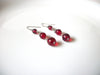 Retro Silver Red Glass 2" Dangle Earrings 92816