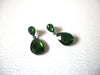 Retro Faceted Glass Green Teardrop Dangle Earrings 9216