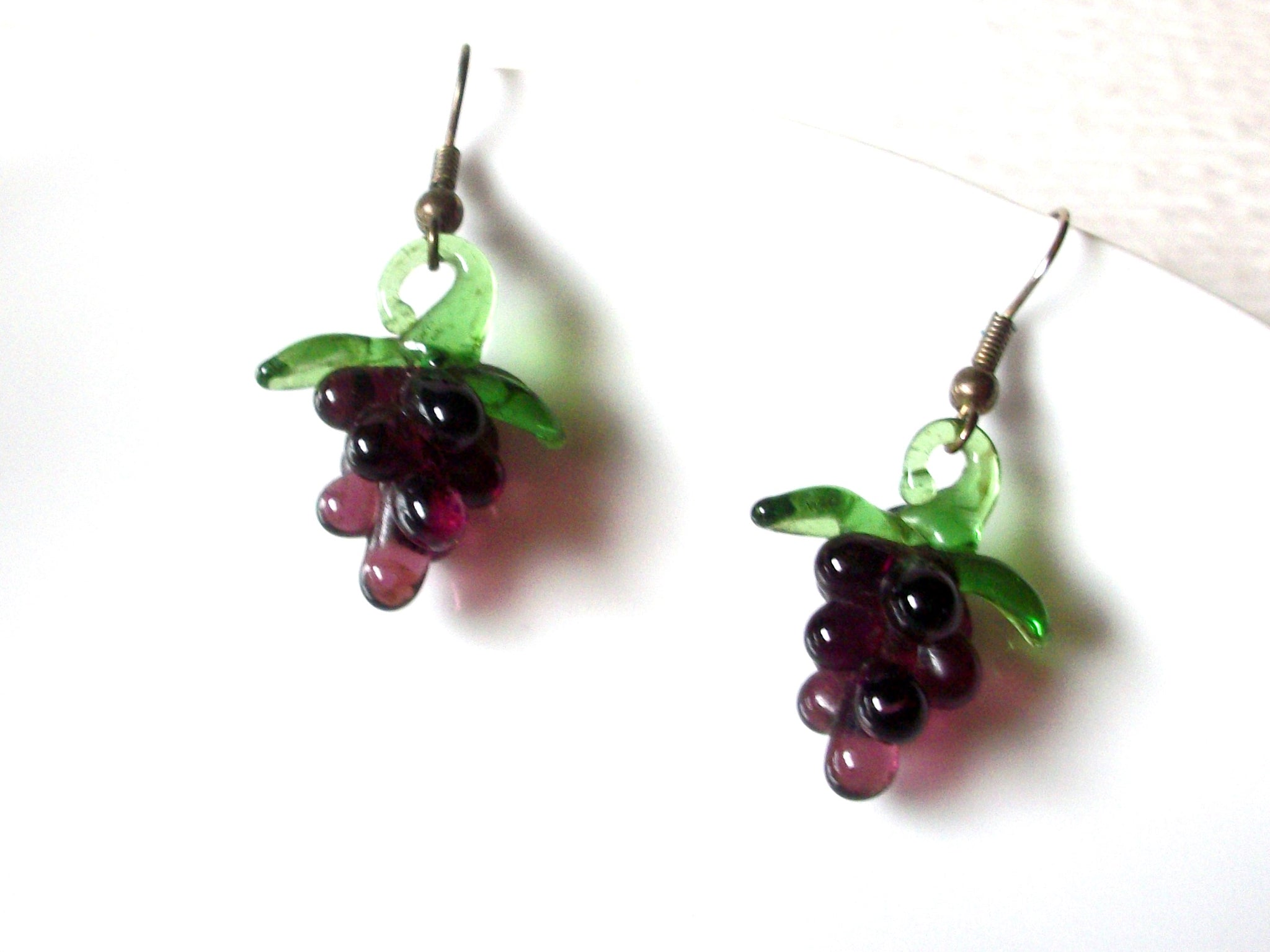 Vintage Glass Grape Dangle Earrings 123116