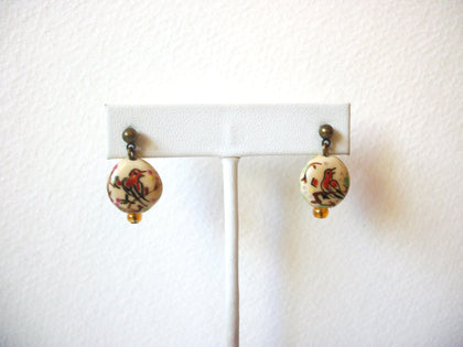 Vintage Dainty Hand Painted Glass 1" Earrings 121816