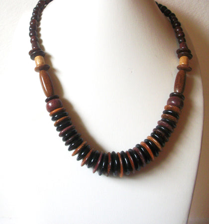 Vintage Chunky Organic Natural 20" Wood Necklace 122916