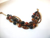 Vintage Black Copper Brown Glass Acrylic Beads 8" Bracelet 82217