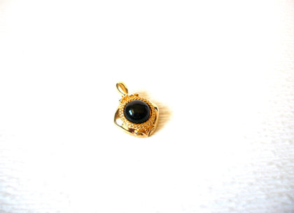 Vintage Gold Toned Faux Onyx Pendant 121216