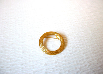 Vintage Gold Toned Etched Circular Brooch Pin 121216