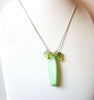 Retro Silver Toned Green Czech Glass Necklace 22617