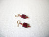 Red Foil Glass Gold Toned Dangle Earrings 72017