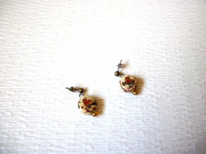 Vintage Dainty Hand Painted Glass 1" Earrings 121816