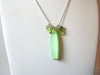 Retro Silver Toned Green Czech Glass Necklace 22617