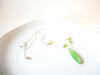 Retro Silver Toned Green Czech Glass Necklace 22617