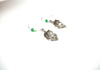 Vintage Silver Toned Enameled Glass Christmas Earrings 30717