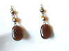 Long 2" Vintage Brown Glass Earrings 121816