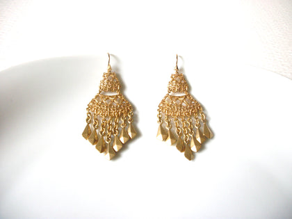 Vintage Long Victorian Filigree Gold Toned Tassel Earrings 92816