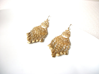 Vintage Long Victorian Filigree Gold Toned Tassel Earrings 92816