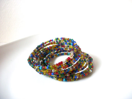 Vintage Colorful Glass Beads Wrap Around Wide Bracelet 30717
