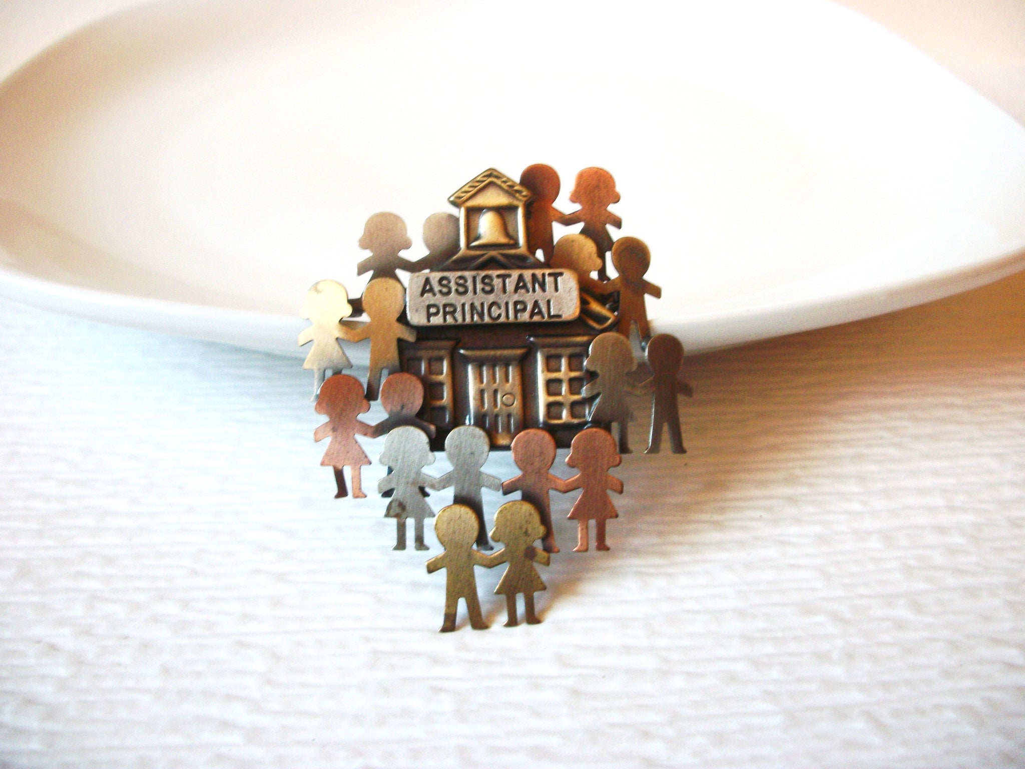 Vintage K & T Multi Toned Assistant Principal Brooch Pin 121216