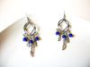 Vintage Southwestern Theme Cobalt Blue Glass Earrings 82017