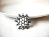 Vintage Dark Metal White Gray Snowflake Brooch 30717