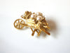 Retro Clear Rhinestone Faux Pearl Wheel Barrel Fruit Brooch Pin 81517