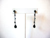 Vintage Black Glass Dangle Earrings 121816