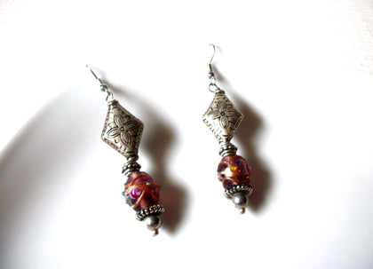 Vintage Bali Lamp Work Artisan Glass Dangle Earrings 123116