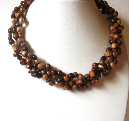 Vintage Organic Wood 16" Necklace 123016