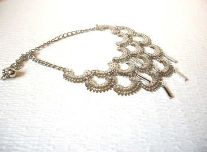 Retro Silver Toned Bib Necklace 121816