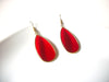 Vintage Gold Red Glass Earrings 121216