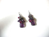 Retro Fuchsia Violet Plum Cluster Dangle Earrings 92816