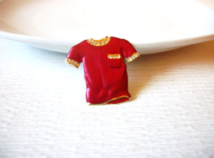 Vintage Enameled Rhinestone Shirt Brooch Pin 121216