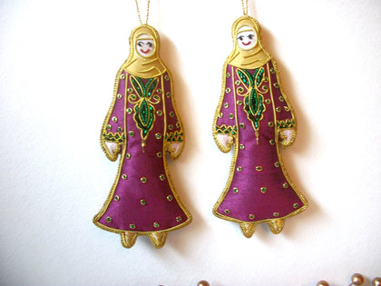 Vintage Christmas Ornaments Figural Bejeweled Lot Of 2  120120