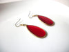 Vintage Gold Red Glass Earrings 121216