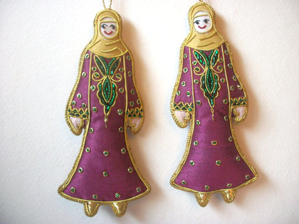 Vintage Christmas Ornaments Figural Bejeweled Lot Of 2  120120