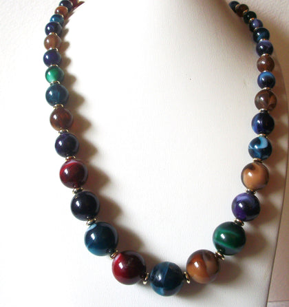 Retro Colorful Marbleized Old Plastic Necklace 5917