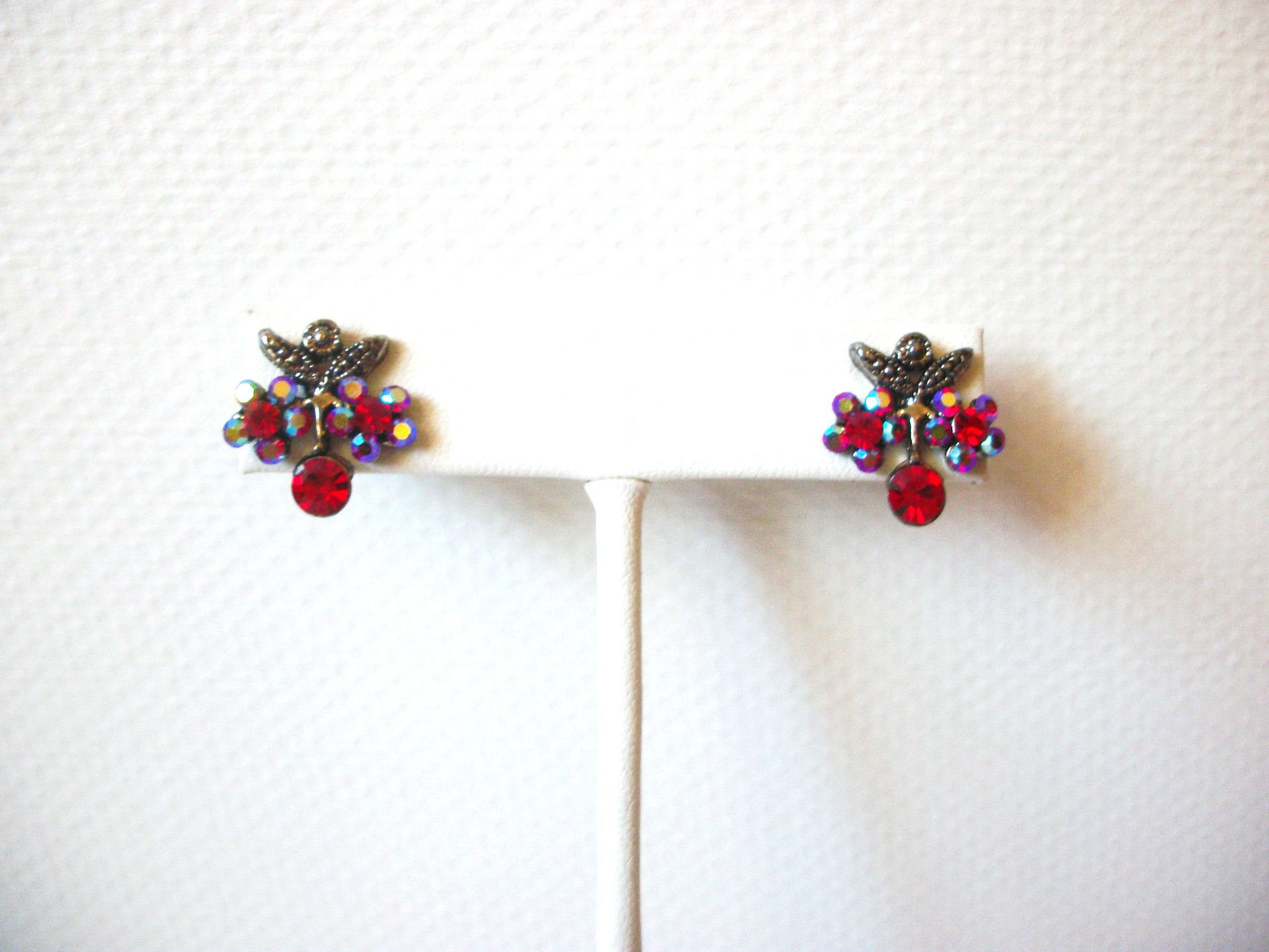 Vintage Small Aurora Borelias Red Stud Earrings 92216
