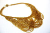 Vintage 1950s Gold Toned Micro Glass Beads Swag Necklace 60116