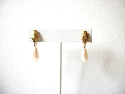 Vintage MONET Faux Pearl Clip On Earrings 82217