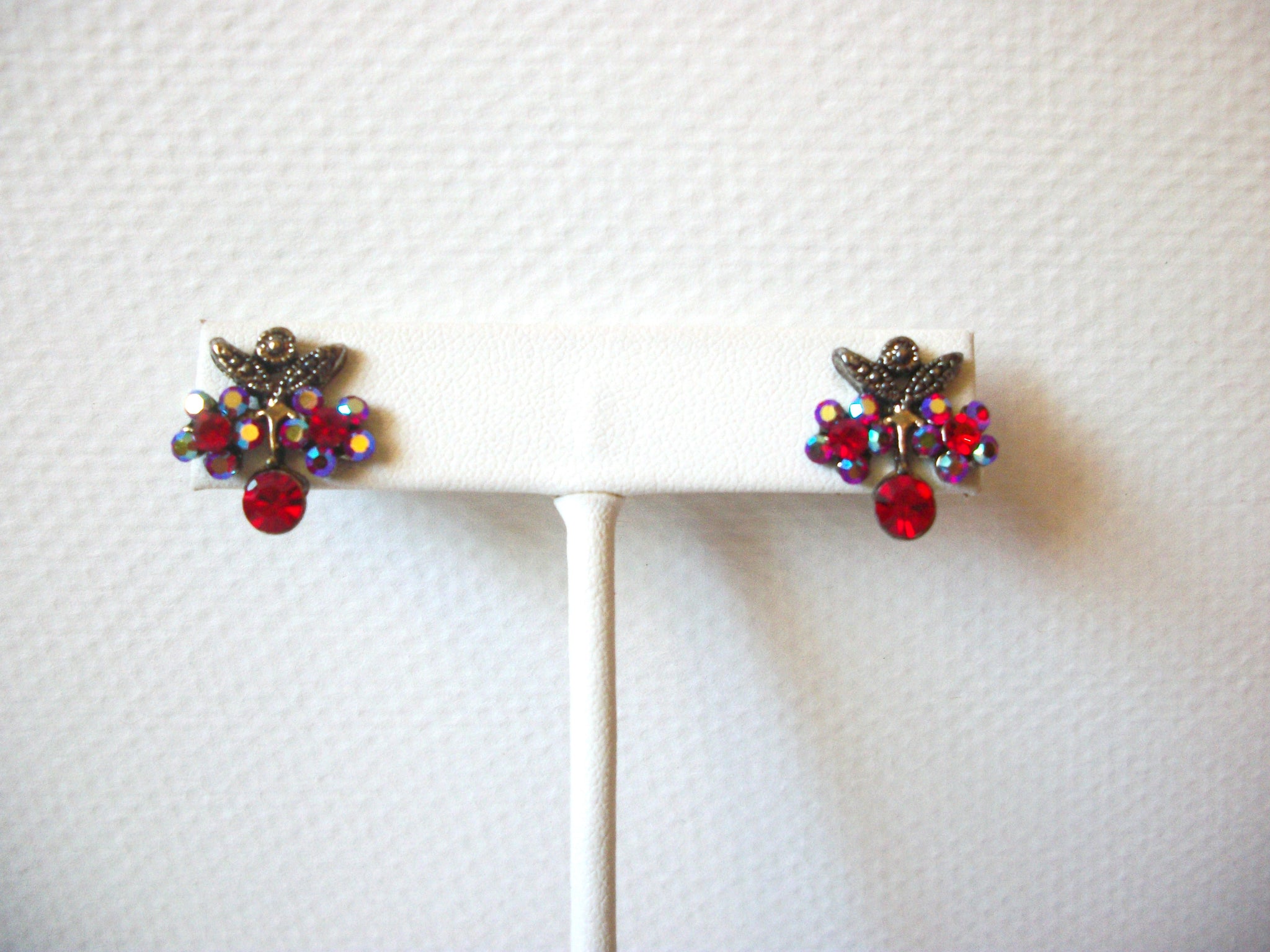 Vintage Small Aurora Borelias Red Stud Earrings 92216