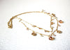 Vintage Gold Toned Bezel Set Champagne Gold Crystal Glass Necklace 30717