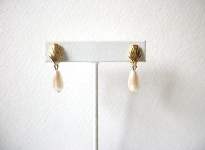 Vintage MONET Faux Pearl Clip On Earrings 82217