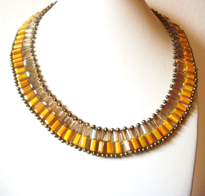 Vintage NAKAMOL Clear Yellow Gold Glass 18" Necklace 123016