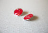 Retro Silver Red Toned Clip On 1970s Earrings 81517