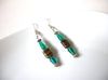 Vintage Green Tiger`s Eye Glass Dangle Earrings 123116