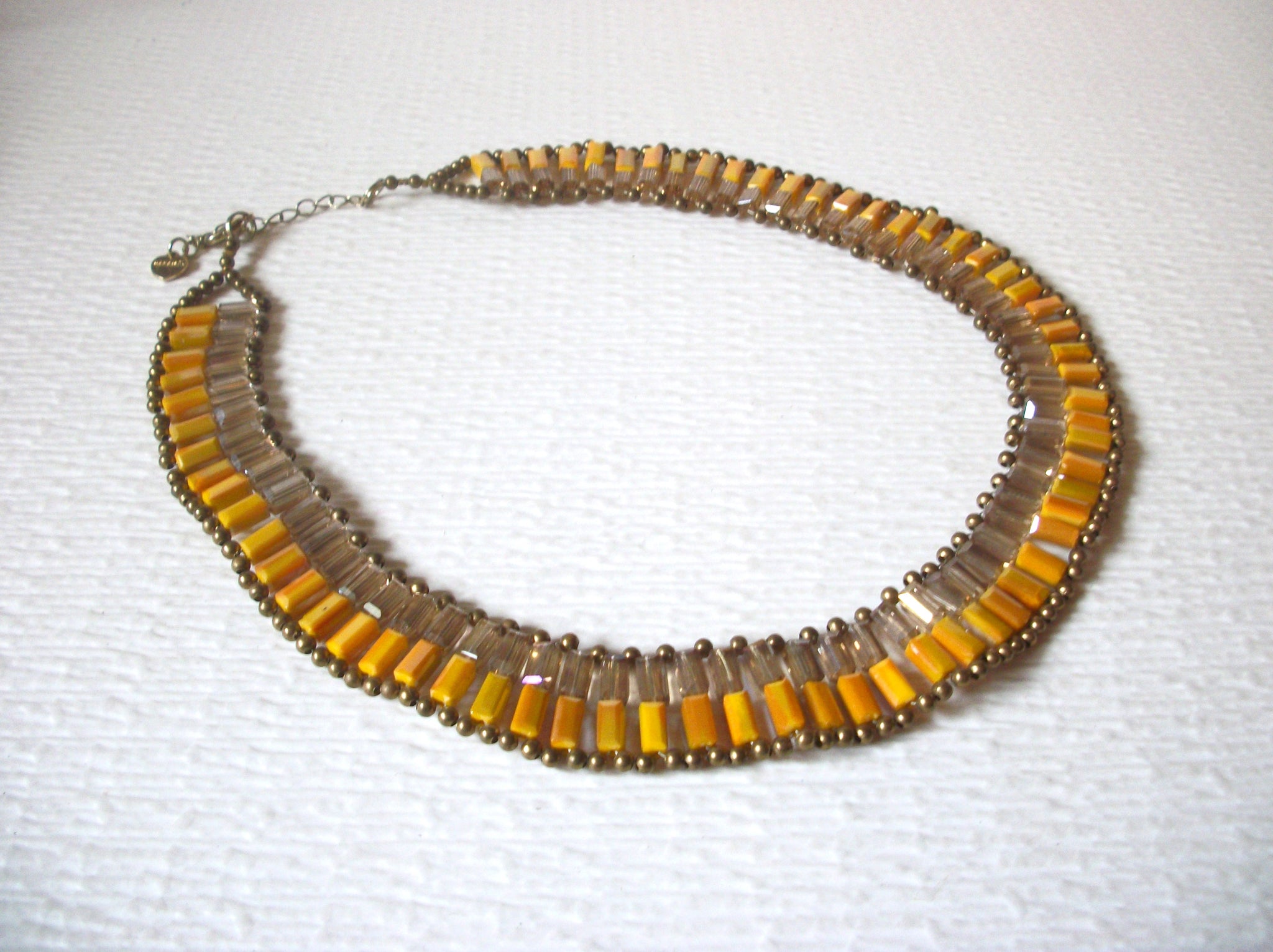 Vintage NAKAMOL Clear Yellow Gold Glass 18" Necklace 123016