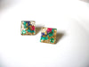 Vintage Gold Toned Enameled Earrings 92017